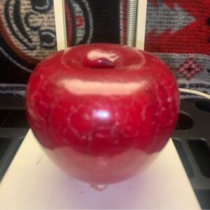 Hand Blown Red Crackle Glass Apple Figurine Paperweight